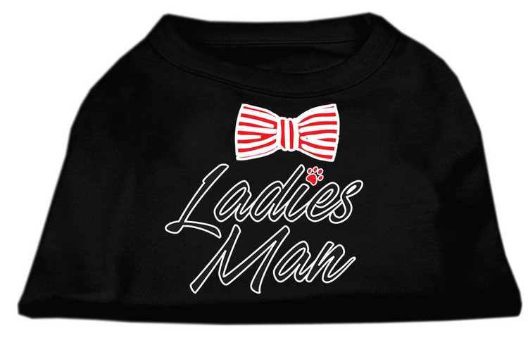 Ladies Man Screen Print Dog Shirt Black XS